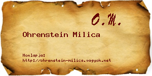 Ohrenstein Milica névjegykártya